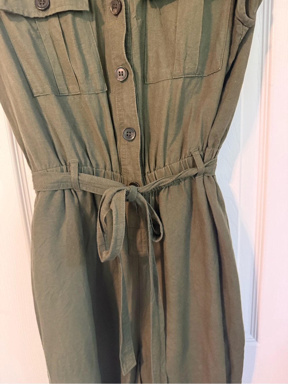 LOFT Olive Linen Utility Jumpsuit - Picture 5 of 6